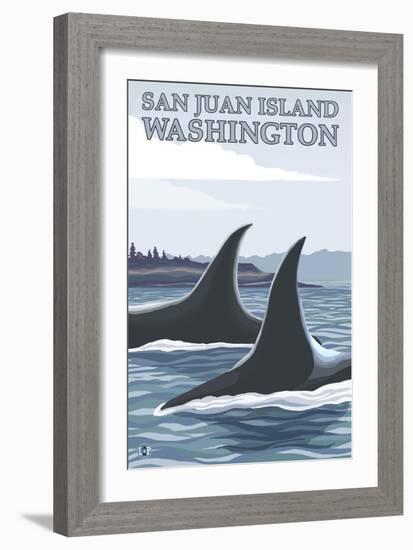 Orca Whales No.1, San Juan Island, Washington-Lantern Press-Framed Art Print