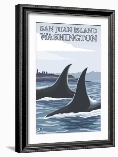 Orca Whales No.1, San Juan Island, Washington-Lantern Press-Framed Art Print