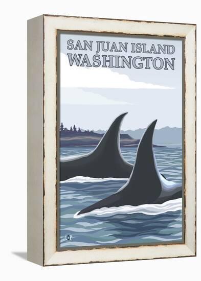 Orca Whales No.1, San Juan Island, Washington-Lantern Press-Framed Stretched Canvas