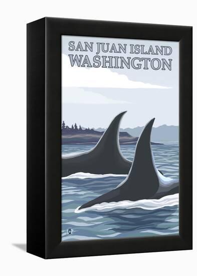 Orca Whales No.1, San Juan Island, Washington-Lantern Press-Framed Stretched Canvas