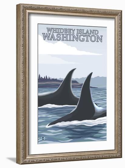 Orca Whales No.1, Whidbey, Washington-Lantern Press-Framed Premium Giclee Print