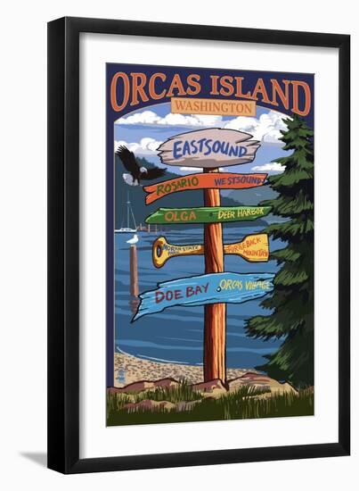 Orcas Island, WA - Destination Sign-Lantern Press-Framed Art Print