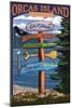 Orcas Island, WA - Destination Sign-Lantern Press-Mounted Art Print