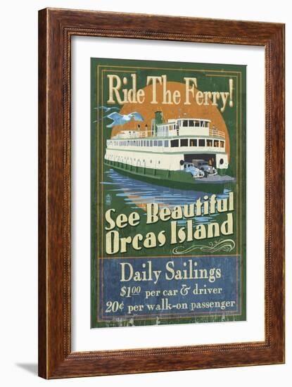 Orcas Island, Washington - Ferry Ride-Lantern Press-Framed Art Print