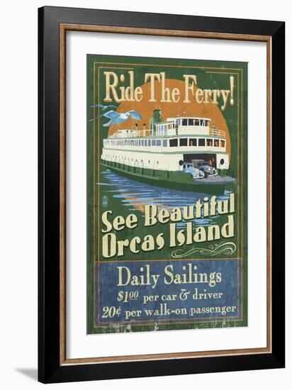 Orcas Island, Washington - Ferry Ride-Lantern Press-Framed Art Print