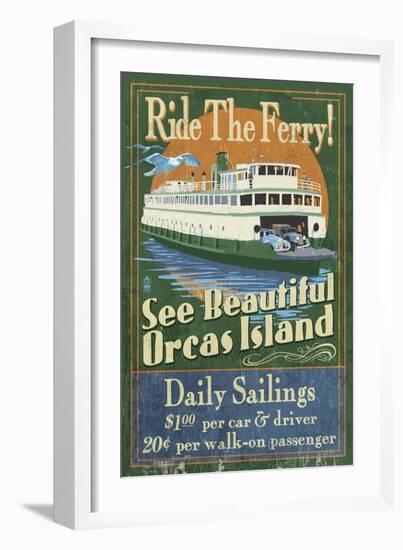 Orcas Island, Washington - Ferry Ride-Lantern Press-Framed Art Print