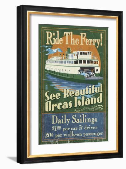 Orcas Island, Washington - Ferry Ride-Lantern Press-Framed Art Print