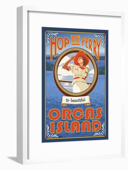 Orcas Island, Washington, Hop the Ferry-Lantern Press-Framed Art Print