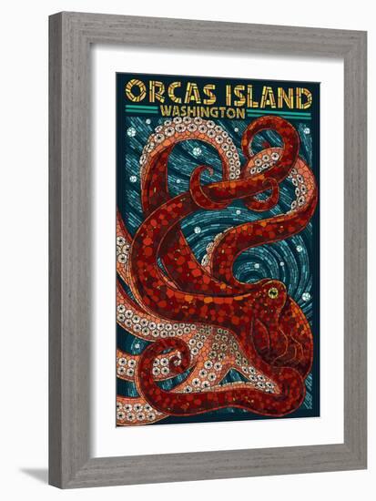 Orcas Island, Washington - Octopus Mosaic-Lantern Press-Framed Art Print