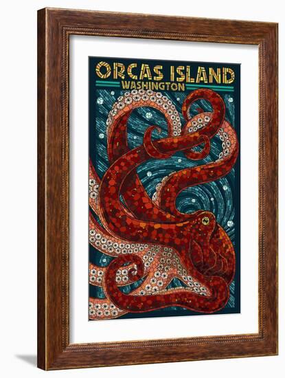 Orcas Island, Washington - Octopus Mosaic-Lantern Press-Framed Art Print