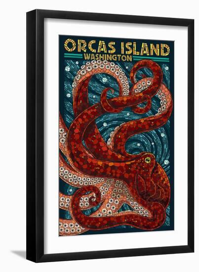 Orcas Island, Washington - Octopus Mosaic-Lantern Press-Framed Art Print