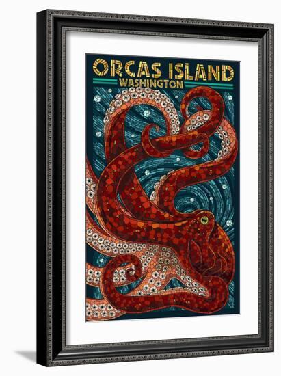 Orcas Island, Washington - Octopus Mosaic-Lantern Press-Framed Art Print