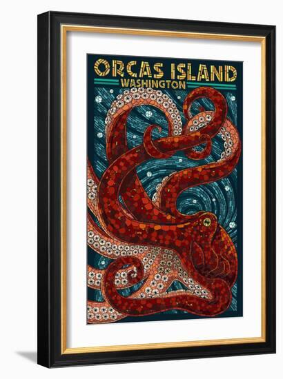 Orcas Island, Washington - Octopus Mosaic-Lantern Press-Framed Art Print