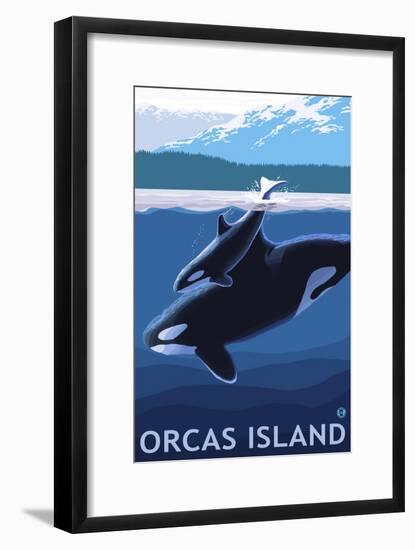 Orcas Island, Washington, Orca and Calf-Lantern Press-Framed Art Print