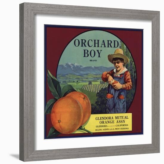 Orchard Boy Brand - Glendora, California - Citrus Crate Label-Lantern Press-Framed Art Print