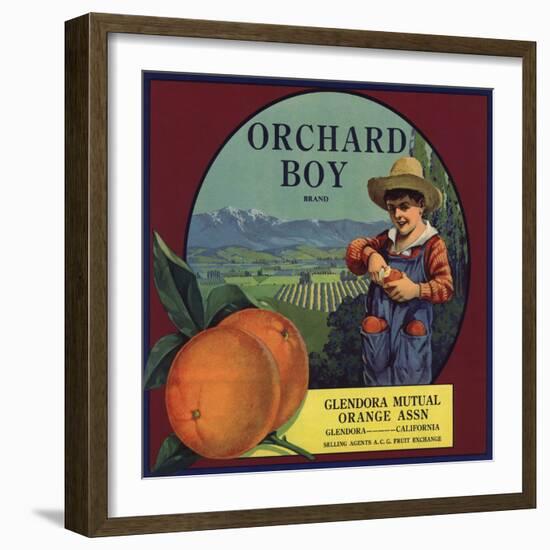 Orchard Boy Brand - Glendora, California - Citrus Crate Label-Lantern Press-Framed Art Print