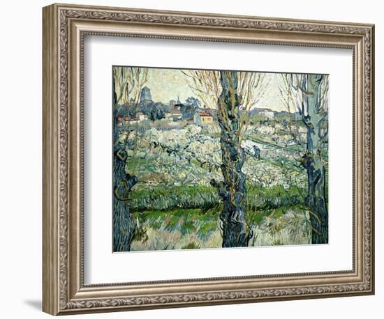 Orchard in Blossom with a View of Arles, 1889-Vincent van Gogh-Framed Giclee Print