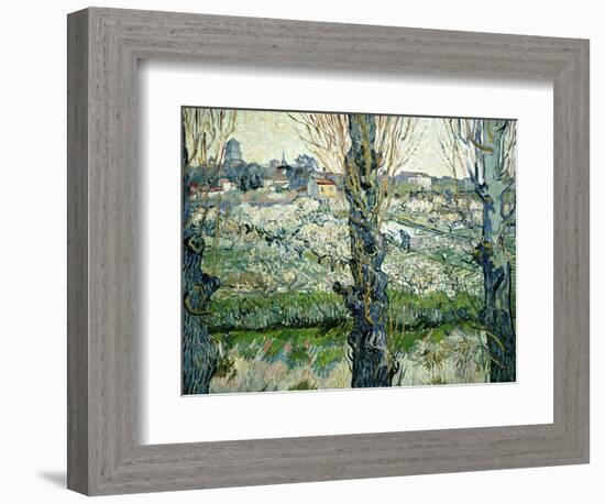 Orchard in Blossom with a View of Arles, 1889-Vincent van Gogh-Framed Giclee Print