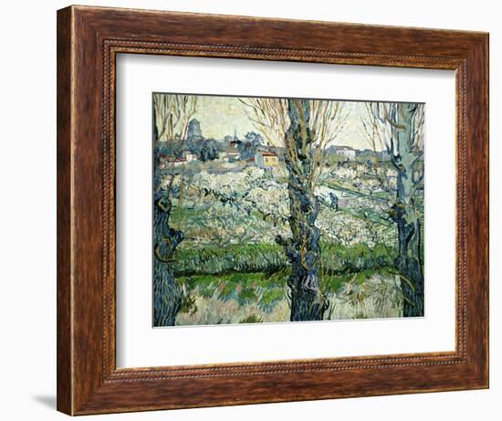 Orchard in Blossom with a View of Arles, 1889-Vincent van Gogh-Framed Giclee Print