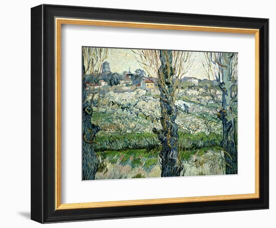 Orchard in Blossom with a View of Arles, 1889-Vincent van Gogh-Framed Giclee Print