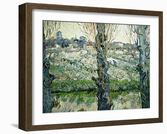 Orchard in Blossom with a View of Arles, 1889-Vincent van Gogh-Framed Giclee Print