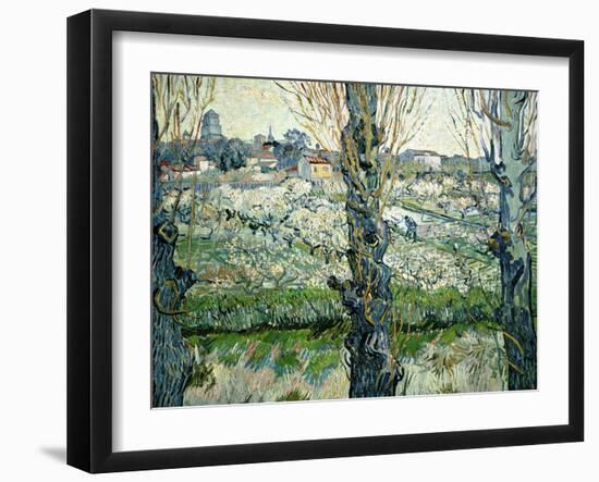 Orchard in Blossom with a View of Arles, 1889-Vincent van Gogh-Framed Giclee Print