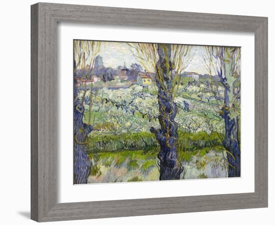 Orchard in Blossom with View of Arles, 1889-Vincent van Gogh-Framed Giclee Print