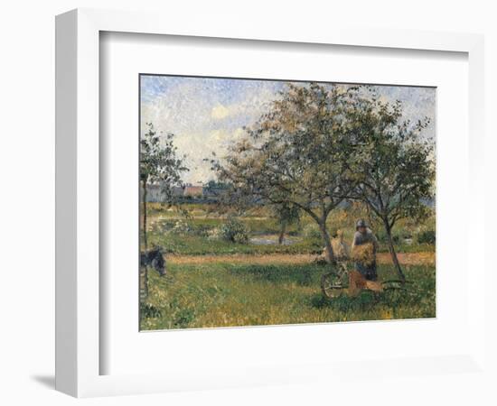 Orchard, the Wheelbarrow-Camille Pissarro-Framed Art Print