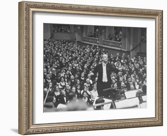 Orchestra Conductor Wilhelm Furtwangler Conducting Orchestra During a Concert-Alfred Eisenstaedt-Framed Premium Photographic Print