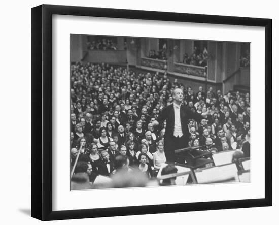 Orchestra Conductor Wilhelm Furtwangler Conducting Orchestra During a Concert-Alfred Eisenstaedt-Framed Premium Photographic Print