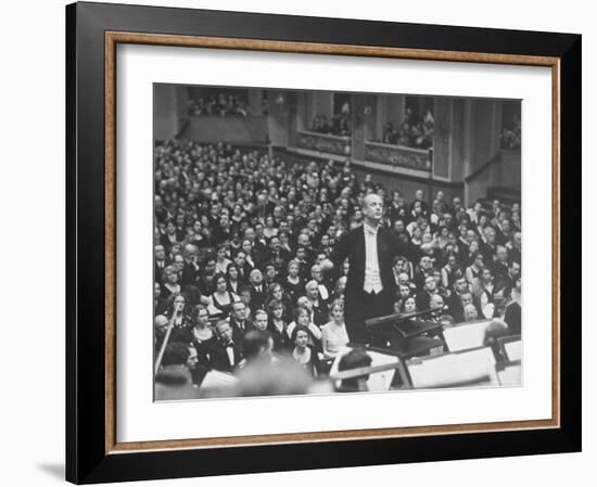 Orchestra Conductor Wilhelm Furtwangler Conducting Orchestra During a Concert-Alfred Eisenstaedt-Framed Premium Photographic Print