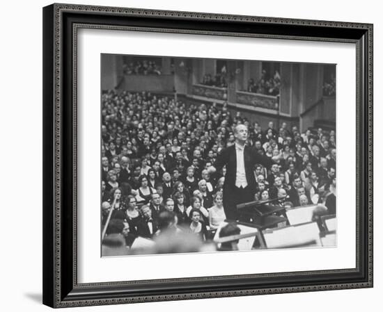 Orchestra Conductor Wilhelm Furtwangler Conducting Orchestra During a Concert-Alfred Eisenstaedt-Framed Premium Photographic Print