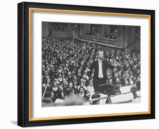 Orchestra Conductor Wilhelm Furtwangler Conducting Orchestra During a Concert-Alfred Eisenstaedt-Framed Premium Photographic Print