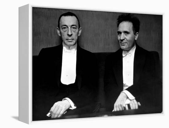 Orchestral Conductor Bruno Walter and Composer Pianist Sergei Rachmaninoff Relaxing Performance-Alfred Eisenstaedt-Framed Premier Image Canvas