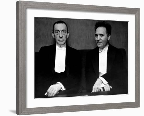 Orchestral Conductor Bruno Walter and Composer Pianist Sergei Rachmaninoff Relaxing Performance-Alfred Eisenstaedt-Framed Premium Photographic Print