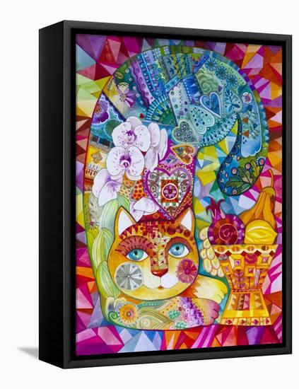 Orchid and Cat-Oxana Zaika-Framed Premier Image Canvas