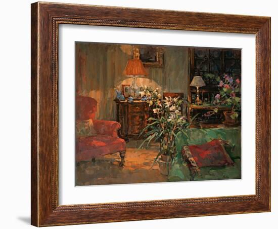 Orchid by Lamplight (Oil on Canvas)-Susan Ryder-Framed Giclee Print