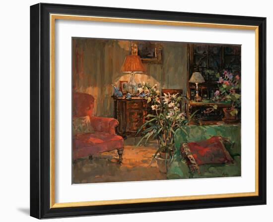 Orchid by Lamplight (Oil on Canvas)-Susan Ryder-Framed Giclee Print
