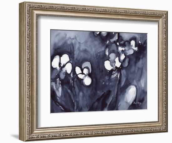 Orchid in Indigo, C.2017 (Watercolor on Paper)-Janel Bragg-Framed Giclee Print