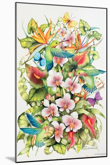 Orchid Splendor with Birds-Kathleen Parr McKenna-Mounted Art Print