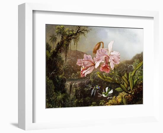 Orchids and Hummingbirds in a Brazilian Jungle-Martin Johnson Heade-Framed Premium Giclee Print