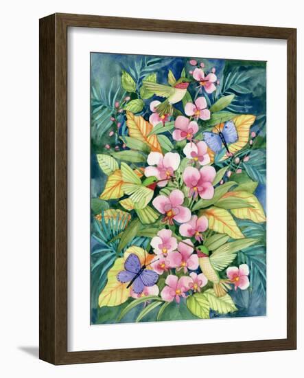 Orchids and Hummingbirds-Kathleen Parr McKenna-Framed Art Print