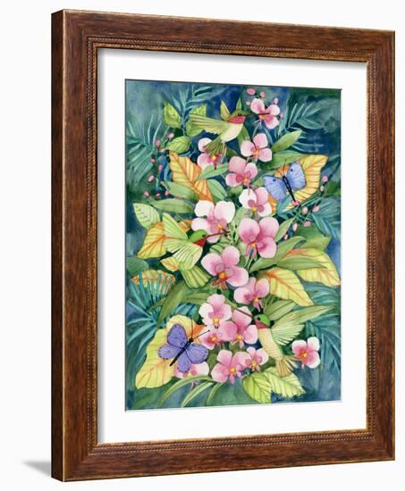 Orchids and Hummingbirds-Kathleen Parr McKenna-Framed Art Print