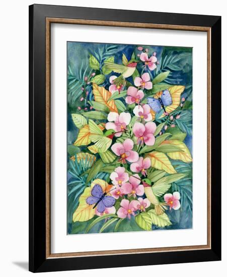 Orchids and Hummingbirds-Kathleen Parr McKenna-Framed Art Print