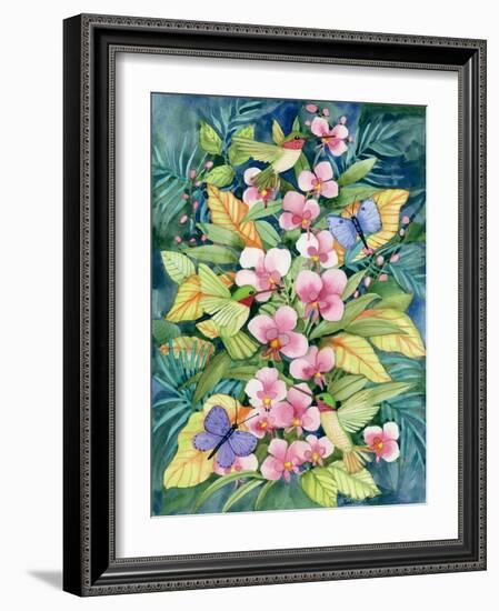 Orchids and Hummingbirds-Kathleen Parr McKenna-Framed Art Print