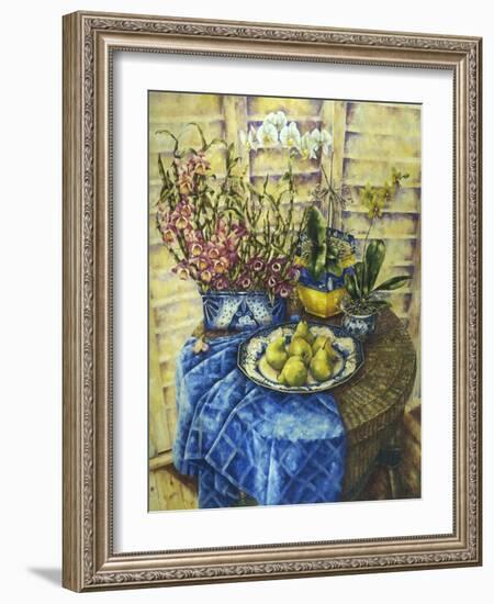 Orchids and Pears-Wendy Wooden-Framed Giclee Print