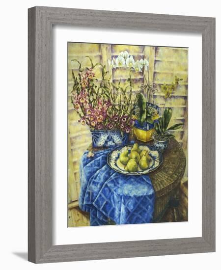 Orchids and Pears-Wendy Wooden-Framed Giclee Print