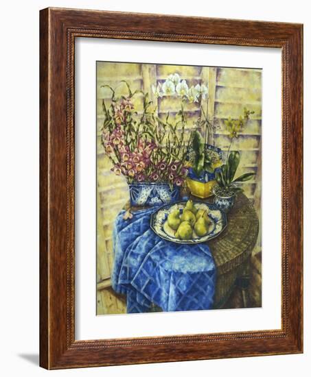 Orchids and Pears-Wendy Wooden-Framed Giclee Print