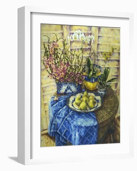 Orchids and Pears-Wendy Wooden-Framed Giclee Print