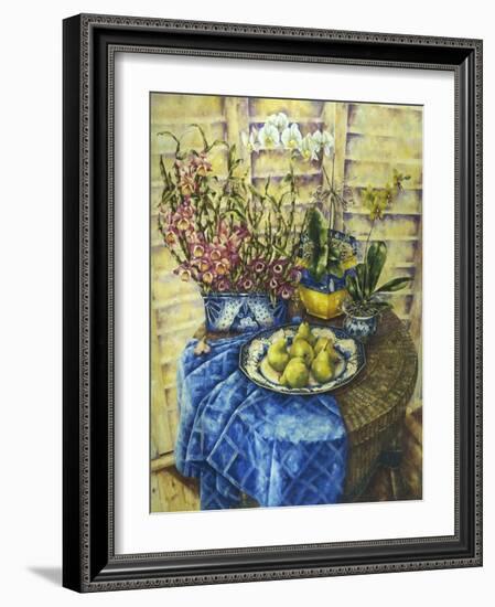 Orchids and Pears-Wendy Wooden-Framed Giclee Print